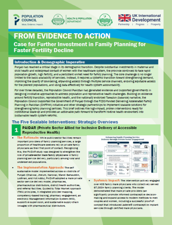 From Evidence to Action: Case for Further Investment in Family Planning for Faster Fertility Decline cover